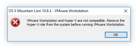 VMware and Hyper-V are not compatible